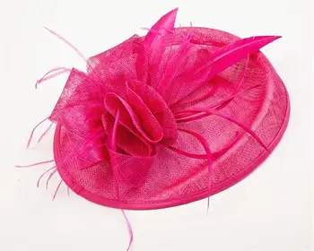 Sinamay Hat Fascinator Feather Flower Hair Clip Wedding Hats And Fascinators Bridal Hair Acessories Chapeu Casamento WIGO0512