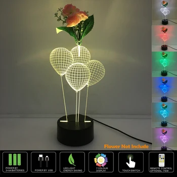 3D Led Night Lamp 7 color 3D LED Night light Balloons Visual Touch Switch Table Lamp Illusion Decoration Children Lamp ikebana