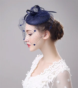 Sinamay Fascinator Veil Hat Wedding Hats And Fascinators Hair Accessories Chapeu Acessorios Para Festa Capelli WIGO0645