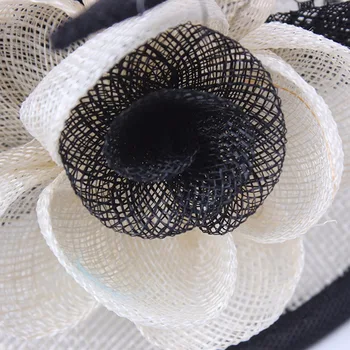 New Lady Headdress Sinamay Wedding Fascinator Hat Flower Feather Loops Hair Accessories Horse Racing Girls Hairbands