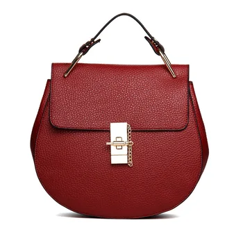 Women's handbags totes imitation leather solid color package cover handbags elegant package spring summer Autumn Winter new oval