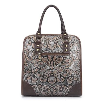 Famous Brand Ladies Handbags Genuine Leather Women Bag Casual Tote Floral Print Shoulder Bags 2017 Sac New Luxury Large Tote Bag