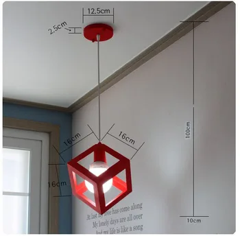 Modern Cube Pendant Lights Art Deco Colorful Iron Cage Shade Hanging Lamp Indoor Home Lightings Bar Coffee Light Fixtures E27