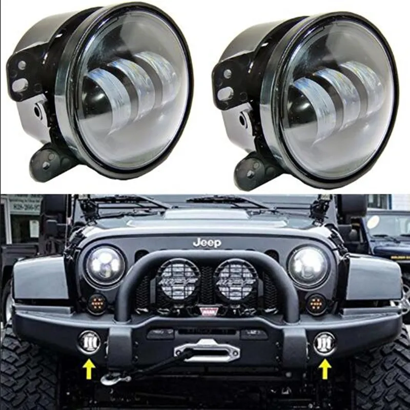 Plug and Play FOR Jeep LED fog light Driving lights 4 inch Auto DRL Lighting led headlamp for Offroad JK Jeep Wrangler Trucks