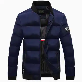 Brand Clothing Mens Casual Parkas Fashion Cotton Banded Collar Winter Jacket Men Streetwear Padded Overcoat Outerwear A4571
