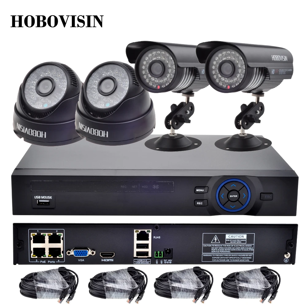 4CH CCTV KIT CCTV System PoE Kit 720P/960P/1080P Surveillance system 48V POE NVR H.264 ONVIF 2.0 With 4pcs Camera IP Camera KIT
