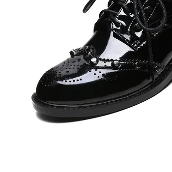 ALLBITEFO fashion brand rivets full genuine leather high heels women pumps thick heel round toe sapatos femininos