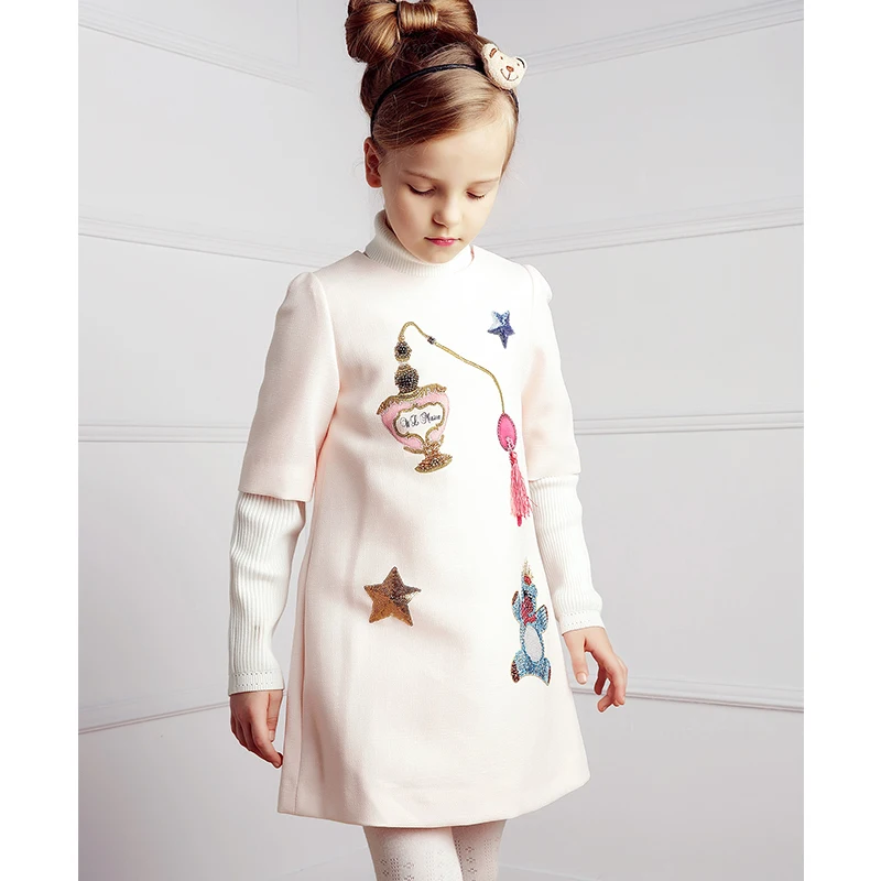 Girls Dress Winter 2017 Brand Princess Dress Children Clothing Mouse Print Beading Kids Clothes Girls Dresses for Birthday Gift