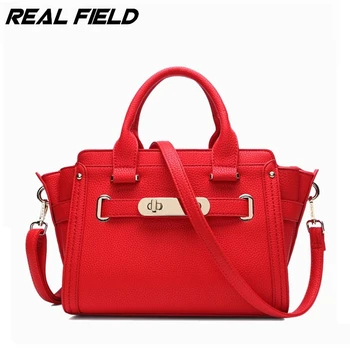 Real Field Brand Women Messenger Handbag Split Leather Shoulder Luxury Women Hobos Tote Bag Golden Lock Lady Purse 142
