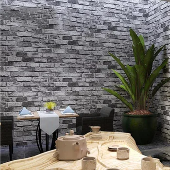 3D PVC Grey Brick Stone Wall Paper Chinese Rustic Vintage Embossed Washable WallPaper Livingroom Backdrop WallCovering