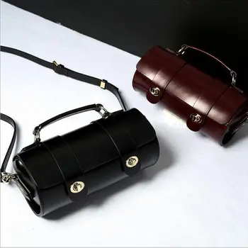 2017 New leather handbags oil wax leather shoulder bag / cowhide Retro diagonal package / bucket handbag