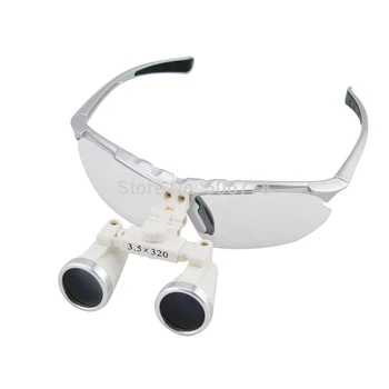 New models 3.5X 320surgical binocular dental loupes with LED Head Light Lamp silver