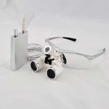 New models 3.5X 320surgical binocular dental loupes with LED Head Light Lamp silver