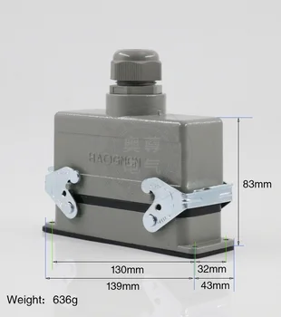 H16B - HE - 024-2 rectangular heavy air 24 pin connectors plug at the top of the line 16 a500v screw feet