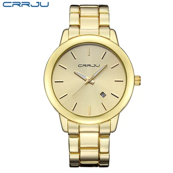 2017 New Women Dress Watch CRRJU Luxury Brand Stainless Steel Watches Fashion Wrist Gift Watch Men Wristwatches