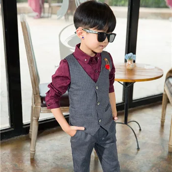 Baby Boys Clothing Sets 2017 European Style Baby Boy Formal Dress Wedding Suits Birthday Party Costume Vest & Pants 2-10 Years