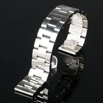 20/22/24mm Width Silver Color Stainless Steel Watch Strap Band For Business Smart Watch With 2 Spring Bars