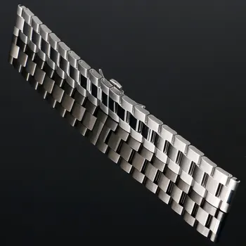 20/22/24mm Width Silver Color Stainless Steel Watch Strap Band For Business Smart Watch With 2 Spring Bars