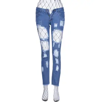 New 2017 Jeans For Women Summer Hole Hollow Out Fishnet Pantys Set Ripped Jeans Drop Shipping Mar18 Drop Shipping