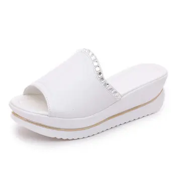 Ladies Wedges Sandals Peep Toe Slipper Platforms Sandal Rhinestone Trifle Summer Shoes Women Party Beach Footwears Size 35-40