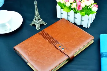 Leather Cover Business Notebook 2016 New Fashion Diary Monthly Planner Agenda Journal Papers Stationary Organizer