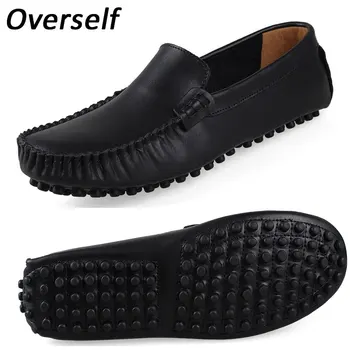 Fashion Summer Soft Moccasins Men Loafers Genuine Leather Shoes Luxury Brand Men Flats Gommino Big Driving Shoes