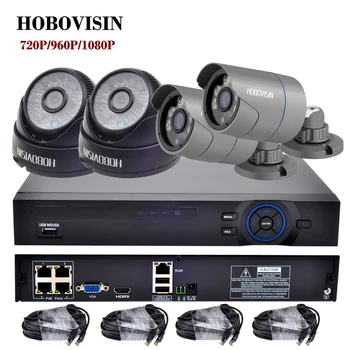 HOBOVISIN 4CH CCTV System PoE Kit 720P/960P/1080P Surveillance System 48V POE NVR H.264 ONVIF 2.0 With 4 Camera IP Camera KIT