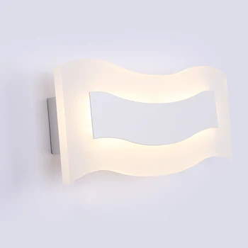 Acrylic Creative Wave LED Wall Lamp Concise Modern Simple Bedside Light Wall Sconces Fixtures For Cafe Bar Indoor Home Lighting