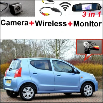 3 in1 Special Rear View Camera + Wireless Receiver + Mirror Monitor Back Up Parking System For Suzuki Alto HA25 MK7 2008~