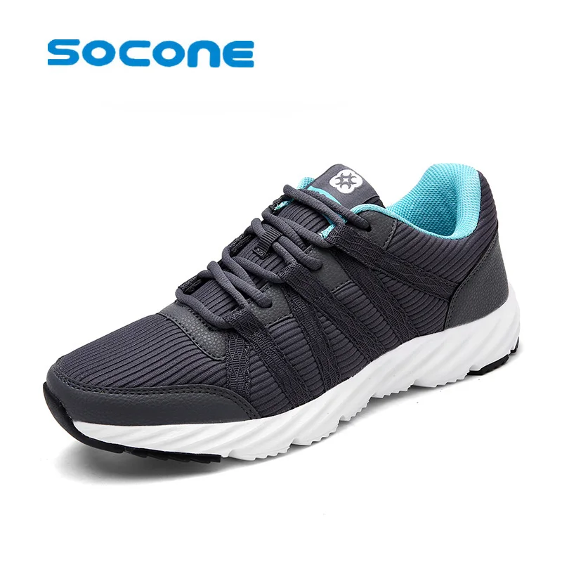 Socone Men Running Shoes Sport Black/Gray Mesh Jogging Shoes For Men Summer/Autumn Sneakers Mens Athletic Trainers Male