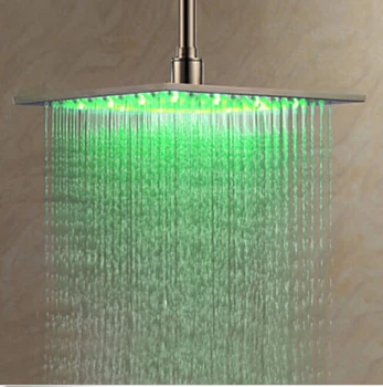 8-inch LED Color Rain Shower Head Bathroom Square Top Spray Brushed Nickel