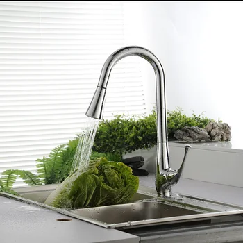 BAKALA torneira cozinha Chrome Finished Pull Out& Swivel Kitchen Sink Faucet Taps robinet cuisine LH-8117