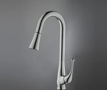 BAKALA torneira cozinha Chrome Finished Pull Out& Swivel Kitchen Sink Faucet Taps robinet cuisine LH-8117