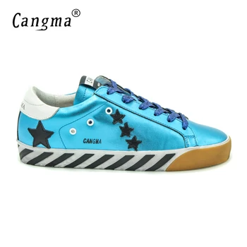 CANGMA Delicate Mens Leisure Shoes 2017 Genuine Leather Comfortable Superstar Men Casual Blue Classic Shoes Zapatillas Deportiva