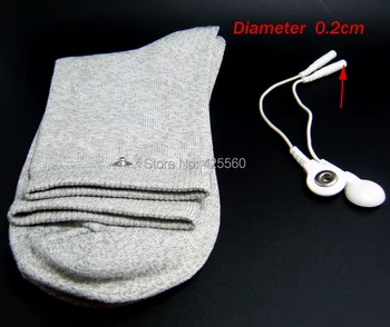 1 Pair Conductive Fiber Electrode Socks Massage Socks With Short Cable For TENS Unit