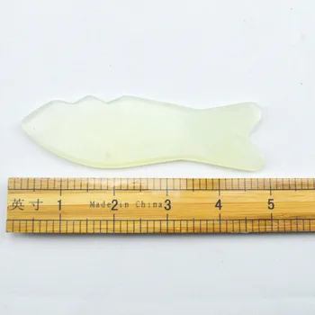 5 Pcs natural light green jade fish shape guasha board massage tool facial treatment scraping tool for body health care