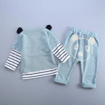 Blue/Pink 3PCS Baby Boy Clothes Kids Girls Clothing Sets Children Clothing Toddler Girls Pullover Striped 2016 New Spring
