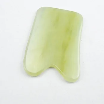 Natural light green jade guasha board massage tool facial treatment scraping tool for body health care