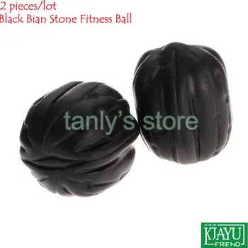 Wholesale & Retail Traditional Acupuncture Massage Tool Natural Black Bian-stone Fitness Ball 2pieces/set