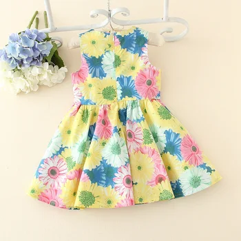 Summer Children Sleeveles dress Baby Dresses Princess Baby Girls Infant Flower Clothes Princess Bowknot Soft Cute dress YL206