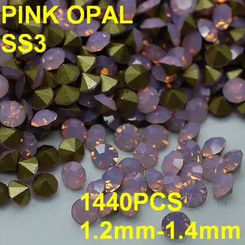SS3 1440pcs/bag Pink Color Opal Rhinestones 1.2mm-1.4mm for Nail Art Rhinestones DIY Nail Tool Choice