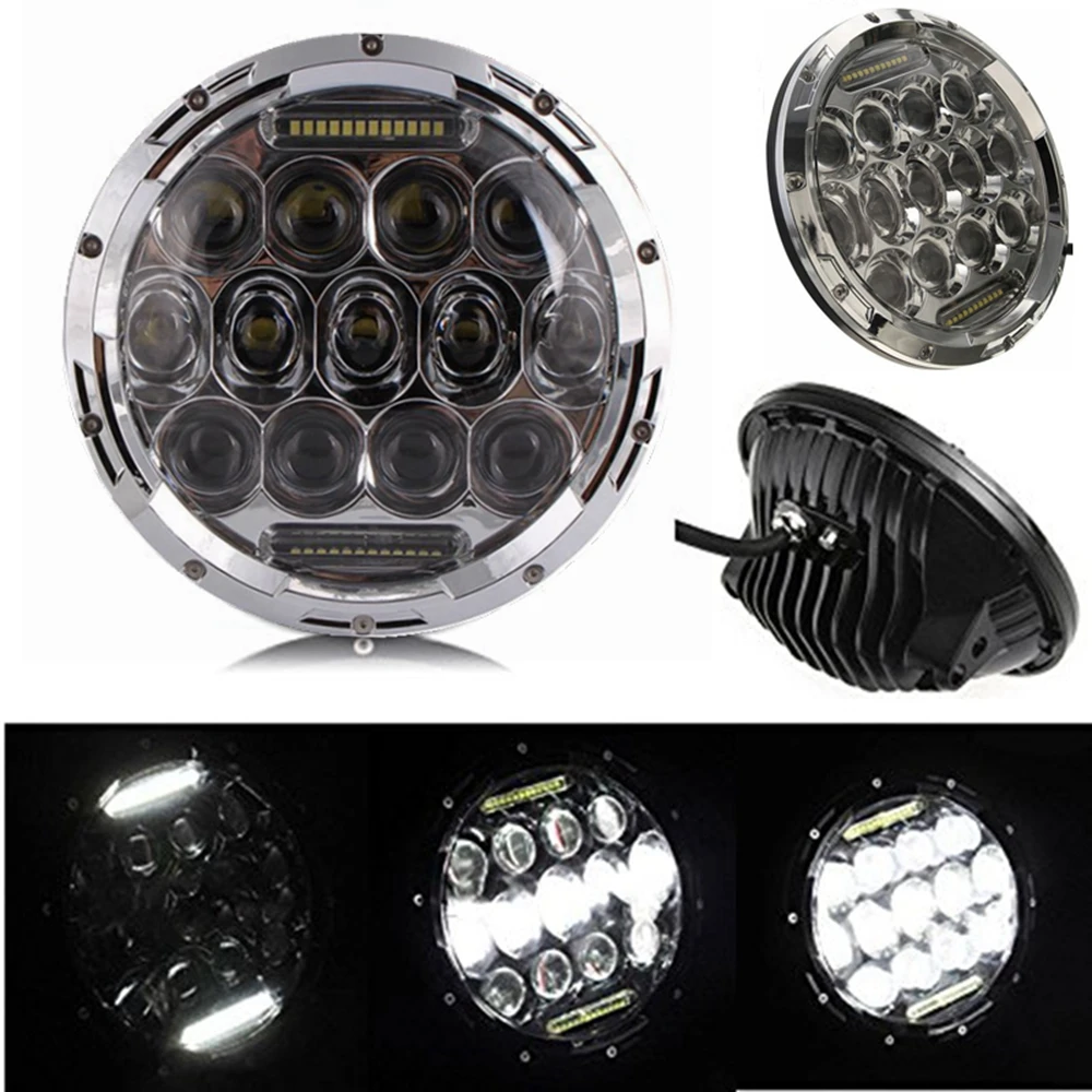 Pair 75W Headlight LED H4 Plug H13 DRL HI/LO Beam For Jeep JK TJ CJ Hummer