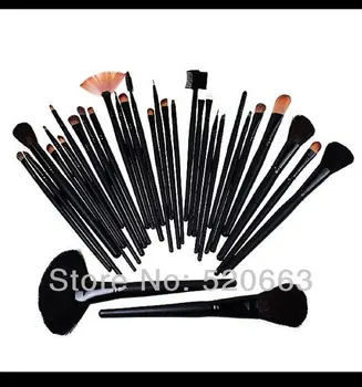 Big Discount ! 32pcs 32 pcs Cosmetic Facial Make up Brush Kit Makeup Brushes Tools Set + Black Leather Case