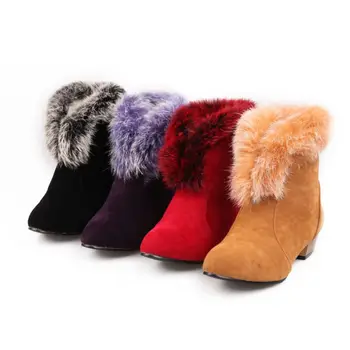Size 31-43 Gladiator Snow Boots Women flats Heels Half Short Boot Ladies Warm Plush Winter Boots Sexy Leisure Shoes Woman