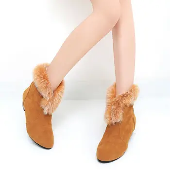 Size 31-43 Gladiator Snow Boots Women flats Heels Half Short Boot Ladies Warm Plush Winter Boots Sexy Leisure Shoes Woman