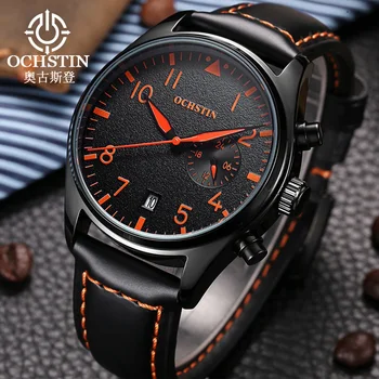 OCHSTIN Fashion Quartz Watches Men Waterproof Sport Leather Wrist Watch Men Clock Male 24 Hours reloj montre homme