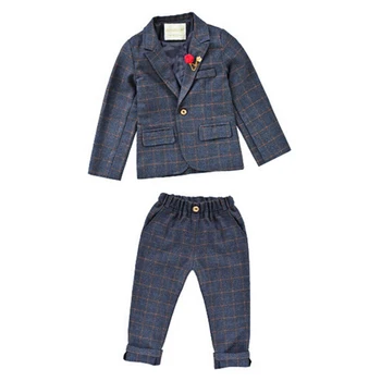Baby Clothes Sets Kids Boys Wedding Party Formal Clothing Suit Comfy Breathable Coat+Pants+Breastpin