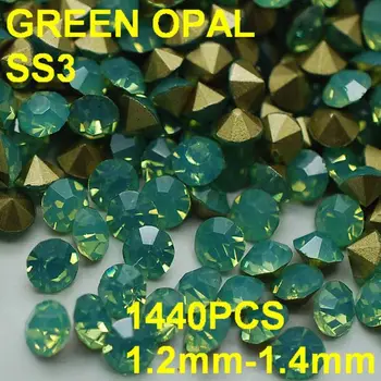 SS3 1440pcs/bag Green Color Opal Rhinestones 1.2mm-1.4mm for Nail Art Rhinestones DIY Nail Tool Choice
