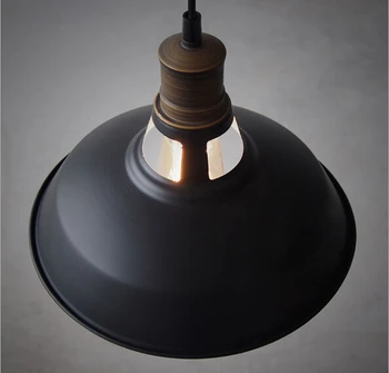 Black/white loft iron e27 vintage pendant light Dia 28/30cm brief lamp for restaurant dining room bar AC 90-265V 1858