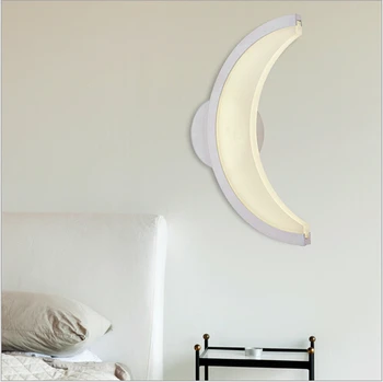 Modern brief novel creative moon light single head/double slider 12w/6w led acryl wall lamp living room bed room aisle light1546